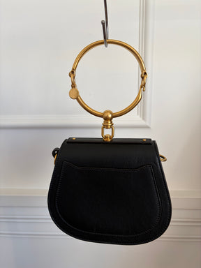 Chloé Black Leather and Suede Nile Bracelet Bag