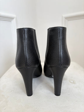 Chanel Black Leather CC Cap Toe Ankle Boots, 38