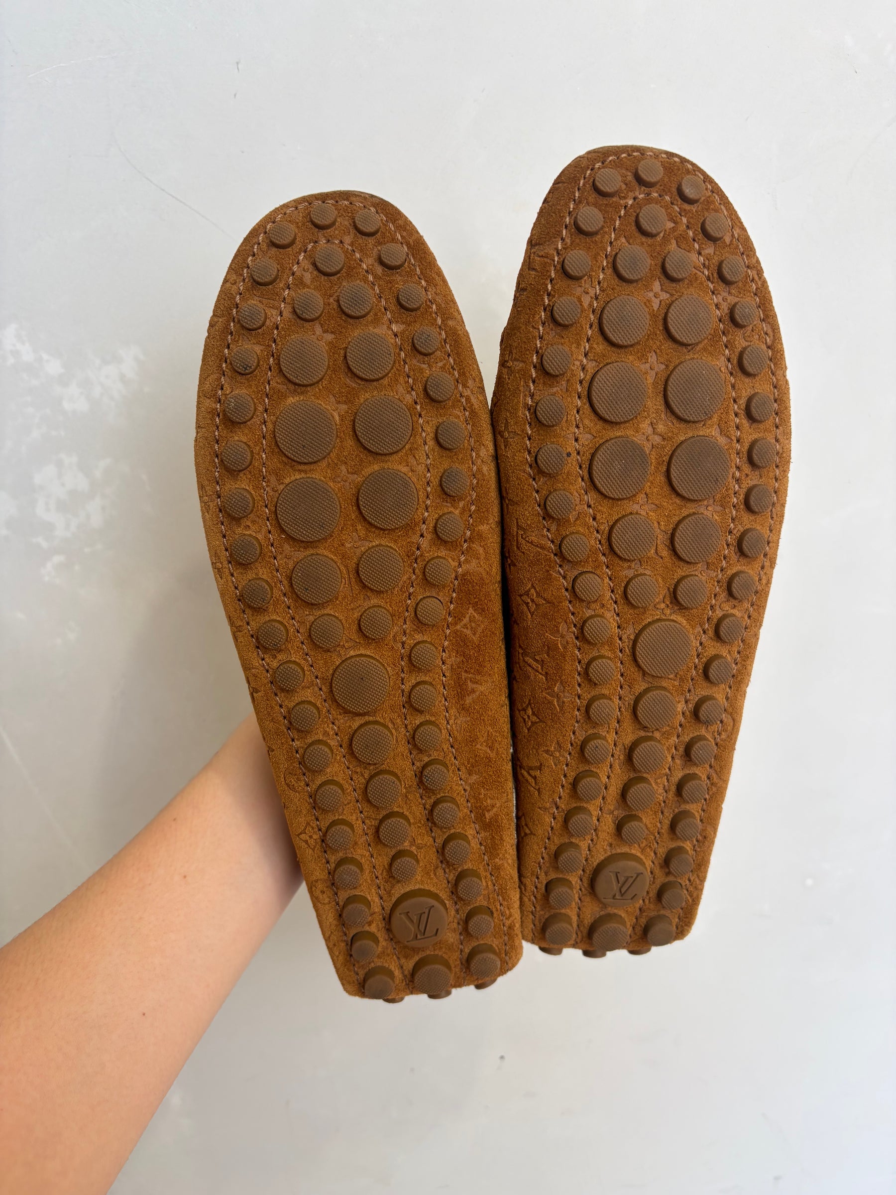 Louis Vuitton Monagram Suede Loafers Brown, 38.5