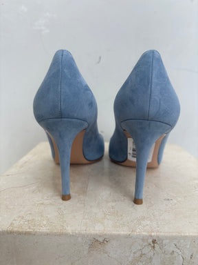 Gianvito Rossi Blue Suede Pointed Pump, 38.5