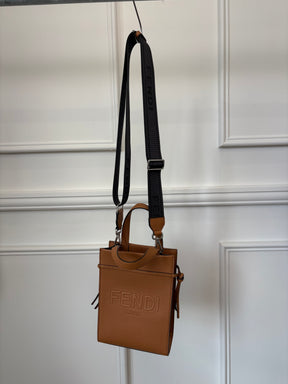 Fendi Tan Leather Go To Mini Shopper Tote