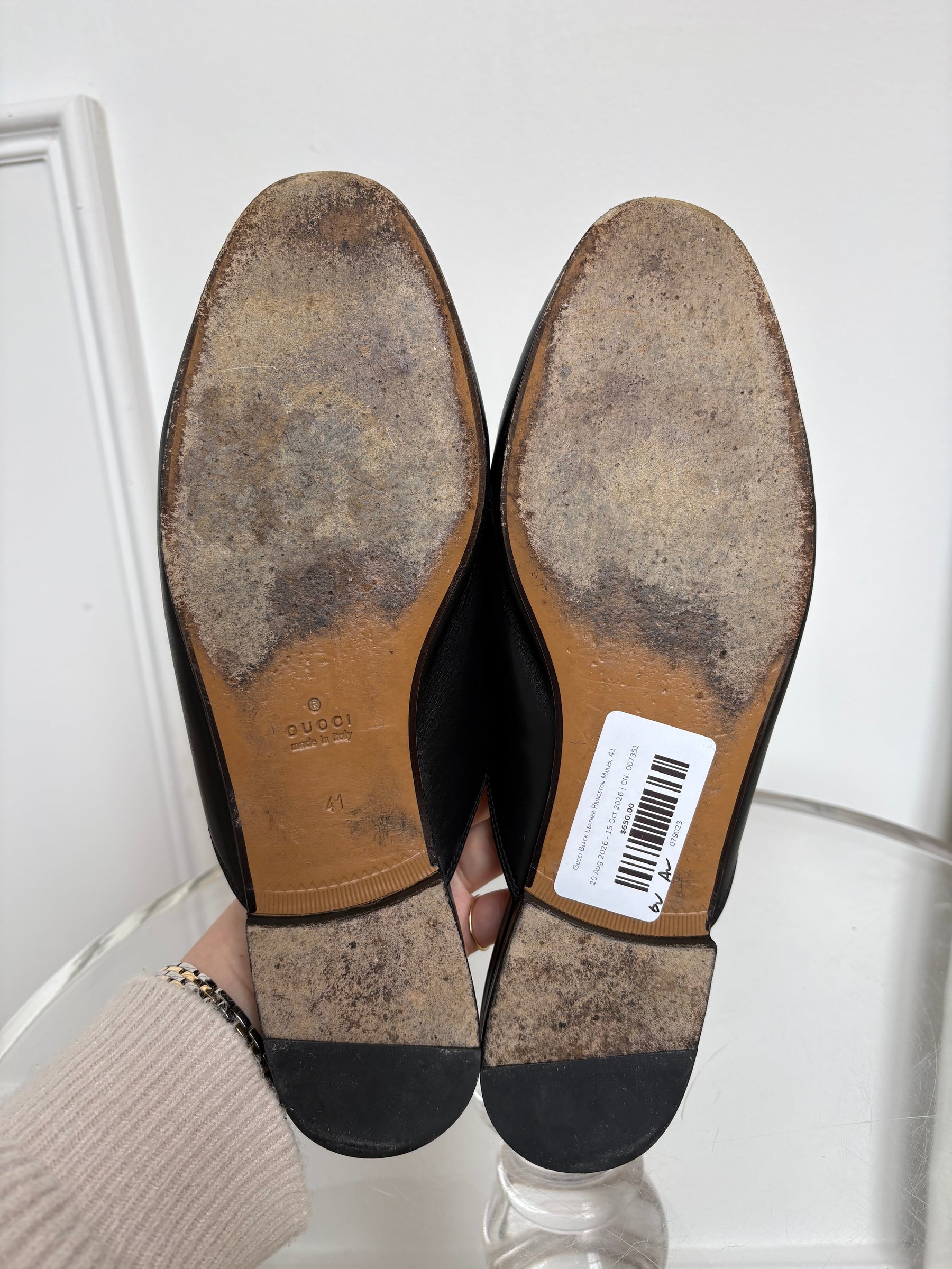 Gucci Black Leather Princeton Mules, 41