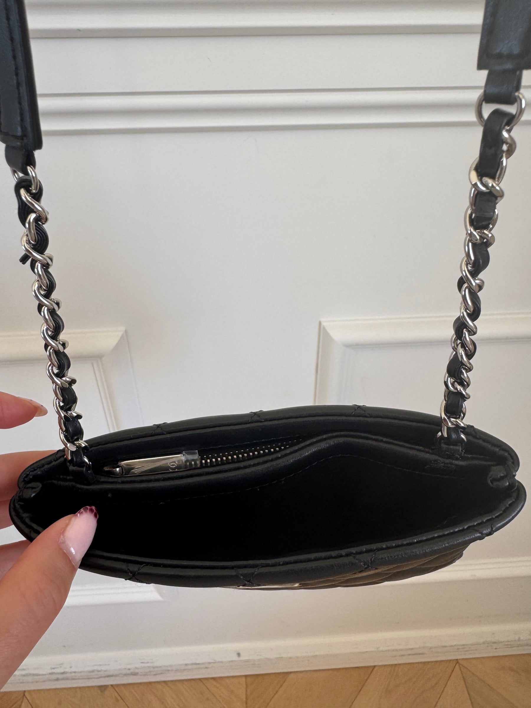 Chanel Uniform Black Leather Crossbody Pochette