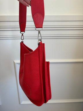 Hermès Red Evelyn PM in Clemence Leather