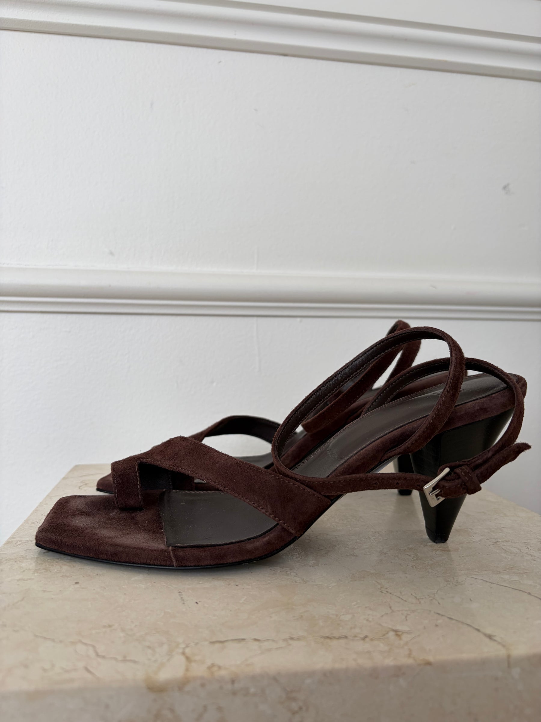 Camilla and Marc Brown Suede Ankle Strap Heels, 39