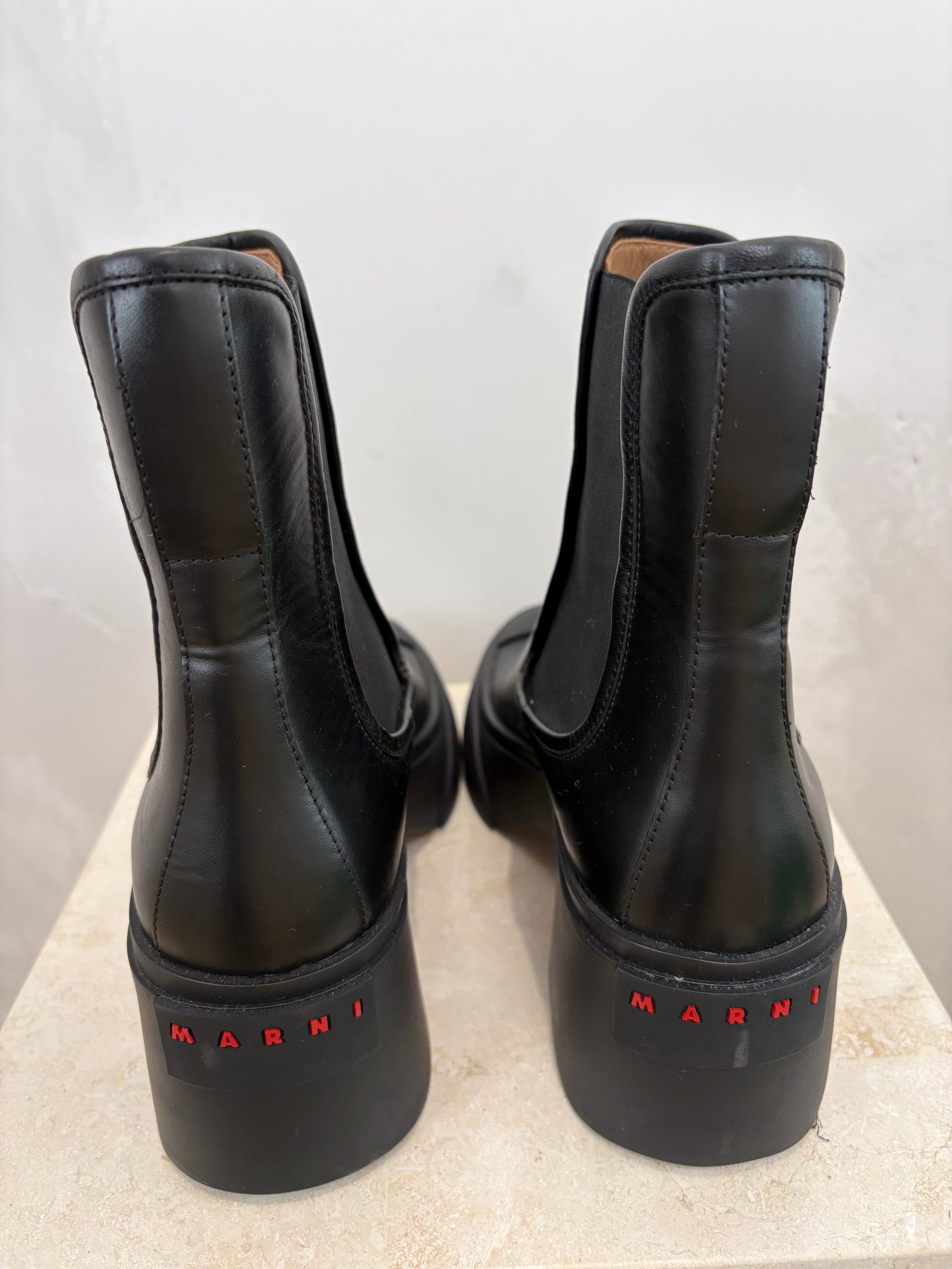 Marni Black Leather Ankle Boot, 40