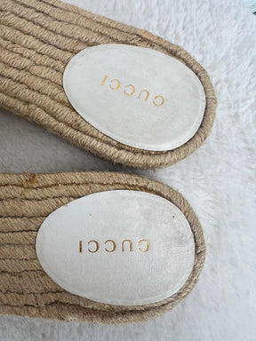 Gucci White Marmont Espadrille Slide, 40.5