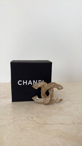 Chanel CC Brooch Strass Champagne and Pink Crystals