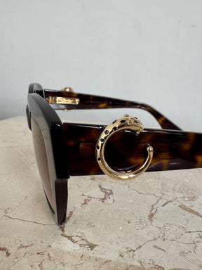 Cartier Tortoiseshell Oversized Square Panthere Sunglasses
