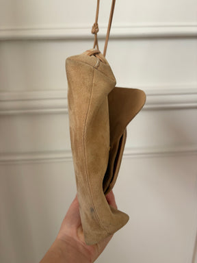 Gucci Beige Suede Heart Whipstitch Shoulder Bag