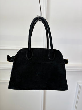 The Row Black Suede Soft Margaux 10 Bag