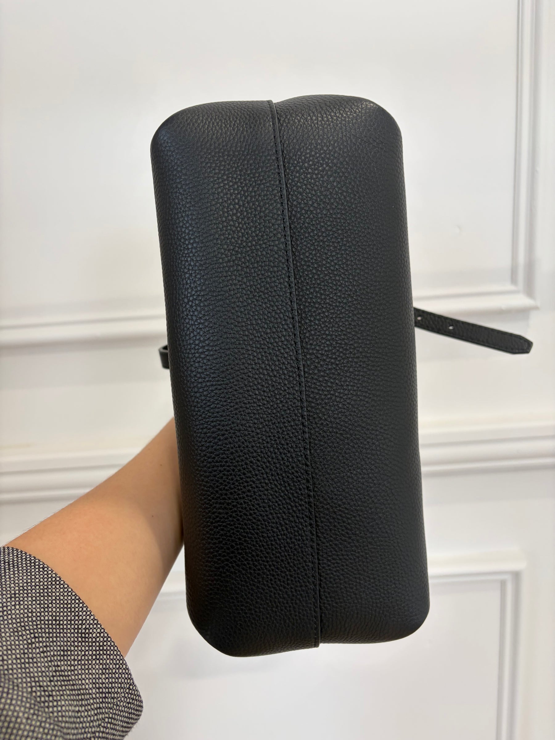 Oroton Black Grained Leather Mini Tote