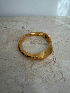 Saint Laurent Gold Tone Twist Bangle