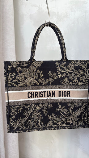 Dior Jardin D'Hiver Large Book Tote Black And Beige