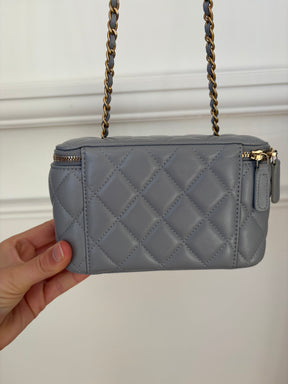 Chanel Grey Lambskin Leather Pearl Crush Vanity Bag