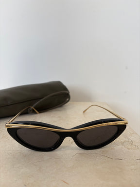 Loewe Black Cat Eye Gold Detailed Sunglasses