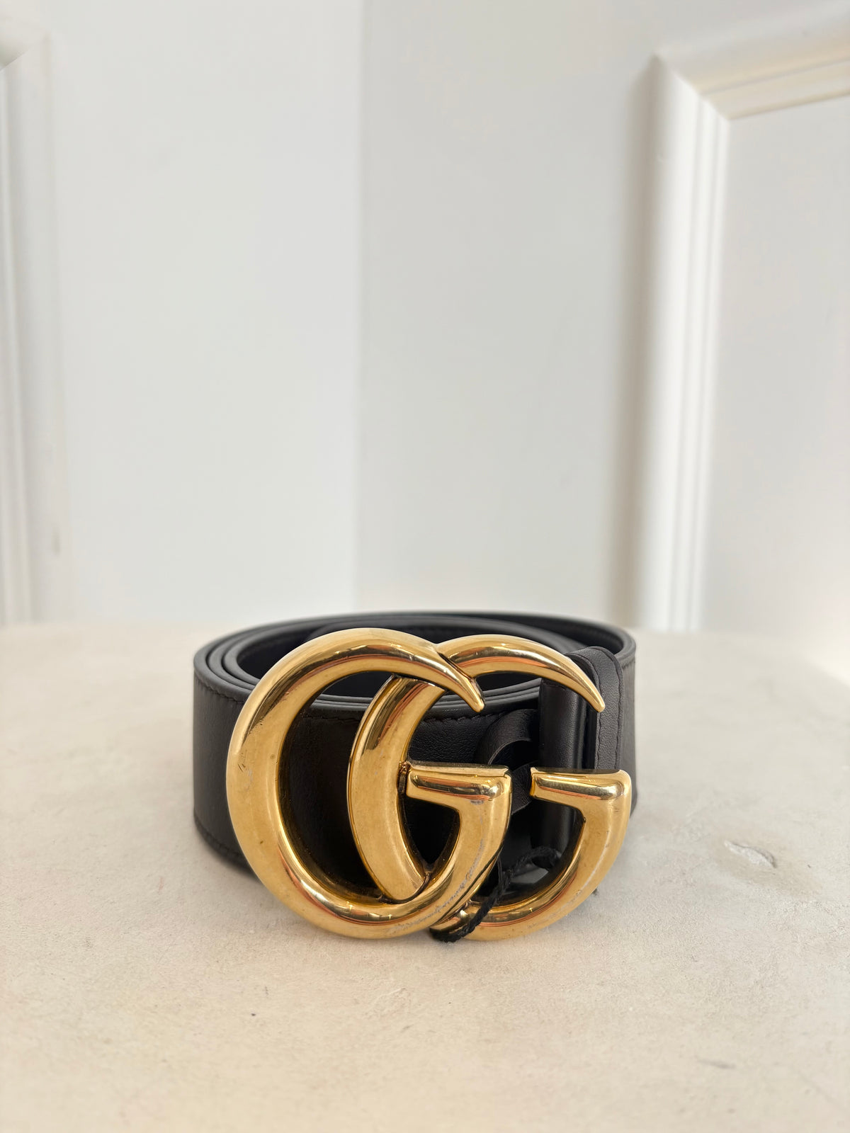 Gucci Black Leather Marmont Belt, 90