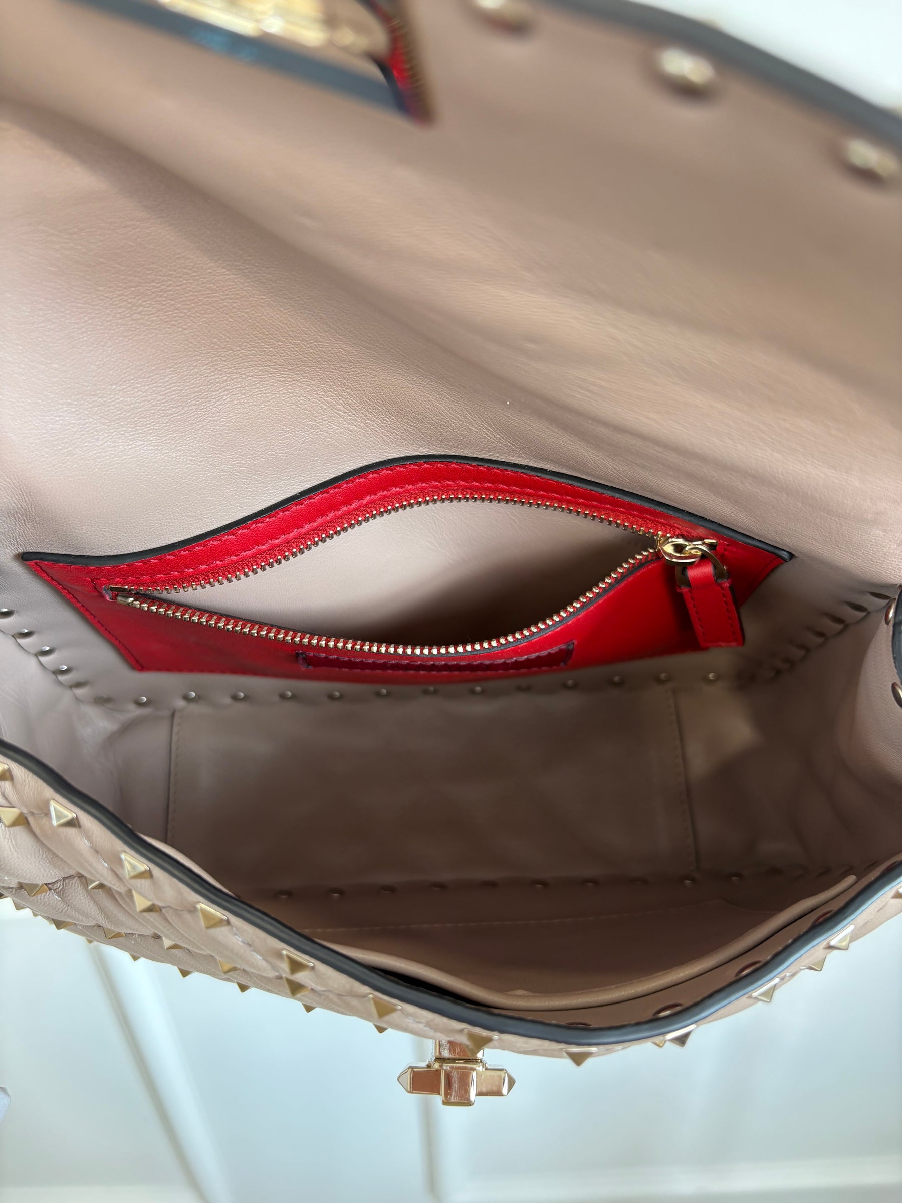 Valentino Rose Poudre Top Handle 'Spike' Rockstud Bag