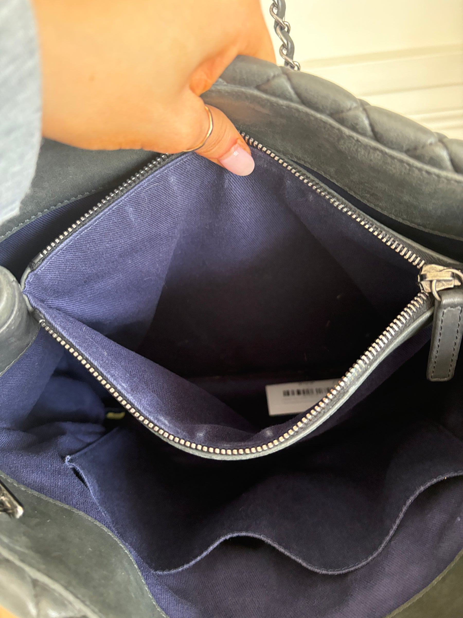 Chanel Charcoal Quilted Leather Shopper Tote