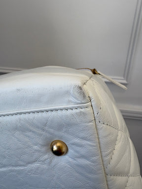 Chanel White Lambskin Leather Retro Spirit Bowling Bag