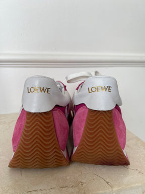 Loewe Pink and White Suede and Nylon Flow Runner, 39