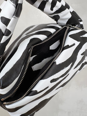 Off White Black and White Zebra print Top Handle Bag