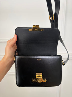 Celine Black Leather Triomphe Crossbody Bag