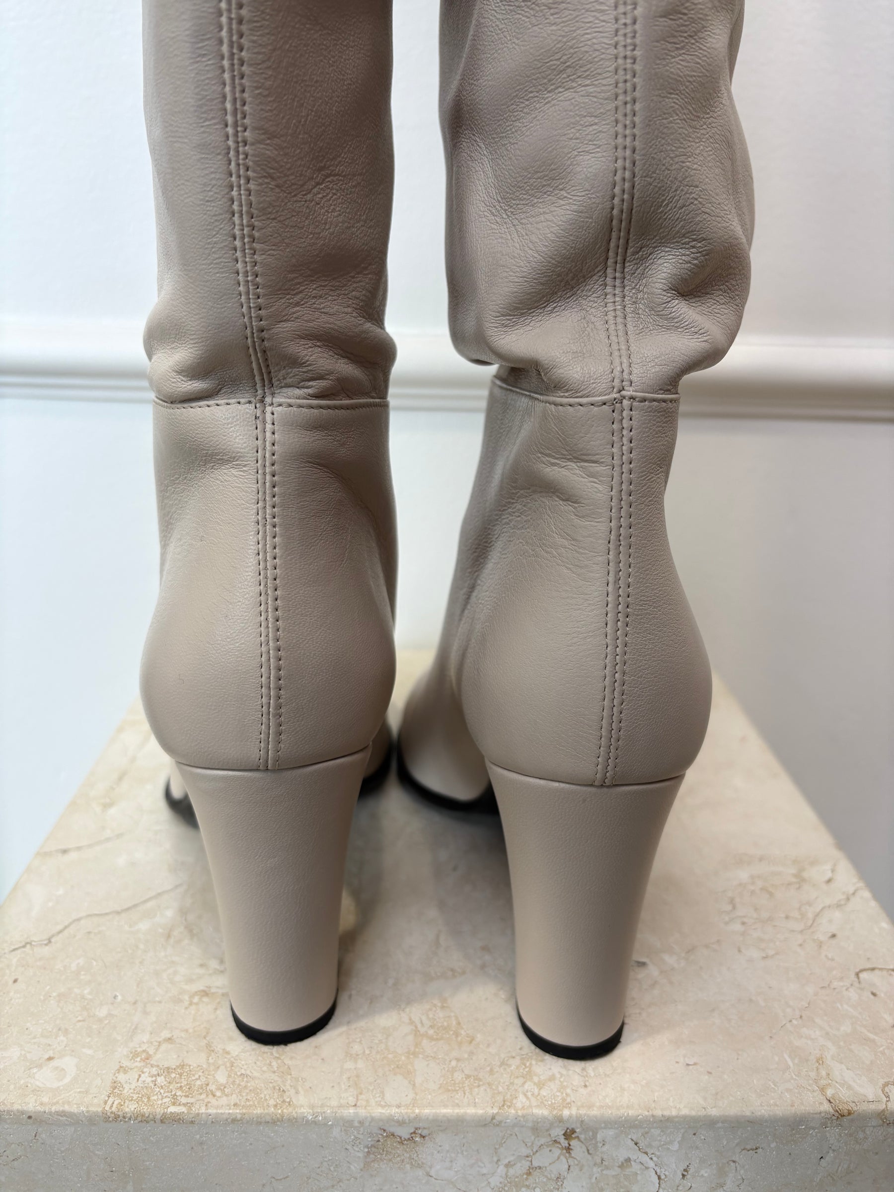 Scanlan Theodore Stone Leather Thigh High Boots, 41