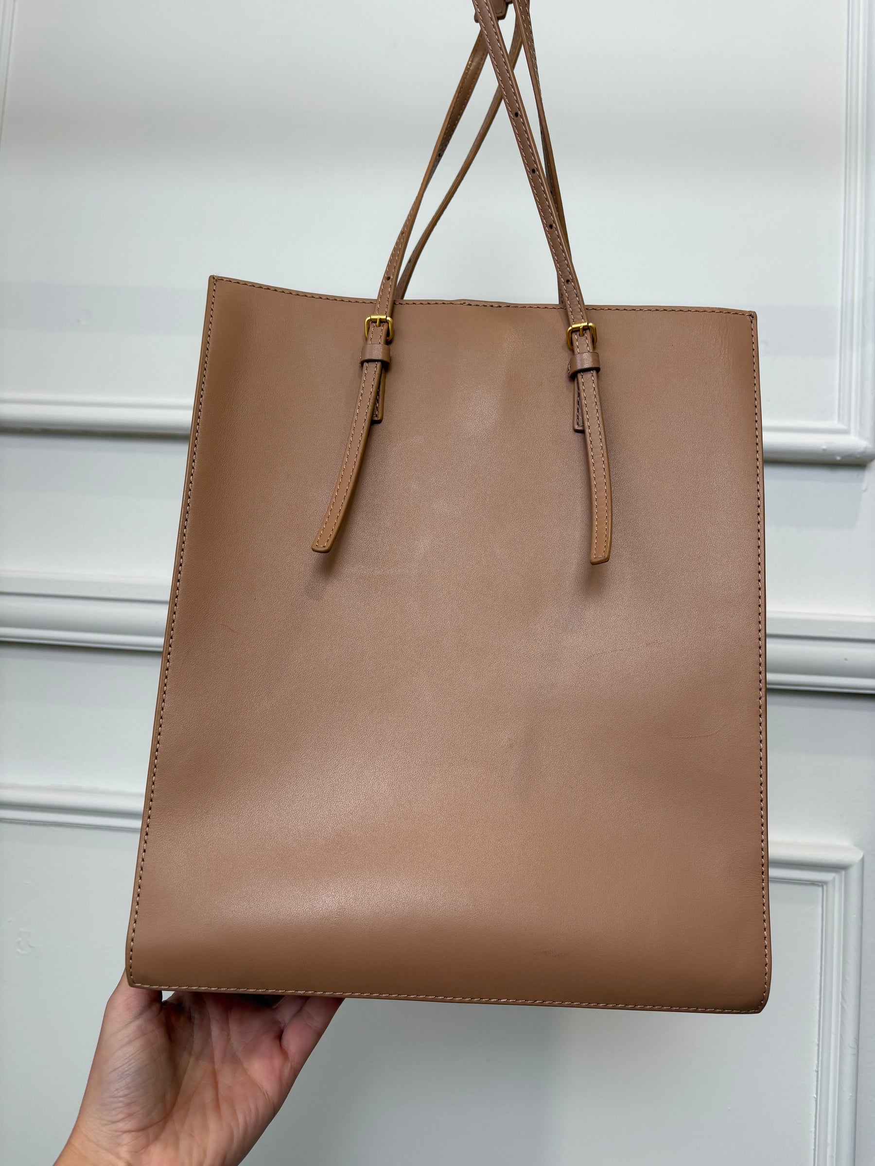 Oroton Brown Leather Logo Tote