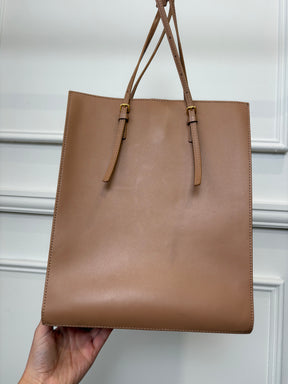 Oroton Brown Leather Logo Tote