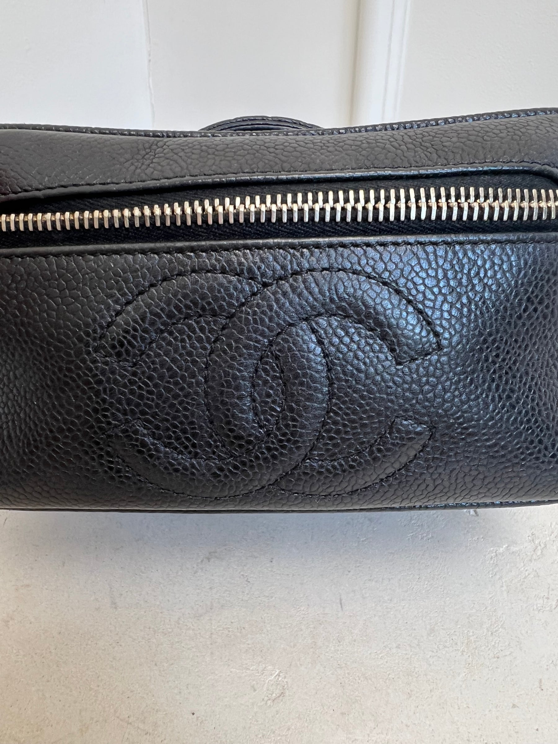 Chanel Black Leather Toiletry Case