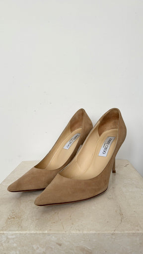 Jimmy Choo Beige Suede Pointed Pump, 38