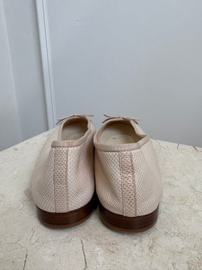 Chanel Blush Snake Embossed Ballet Flats Blush And Black, 39.5
