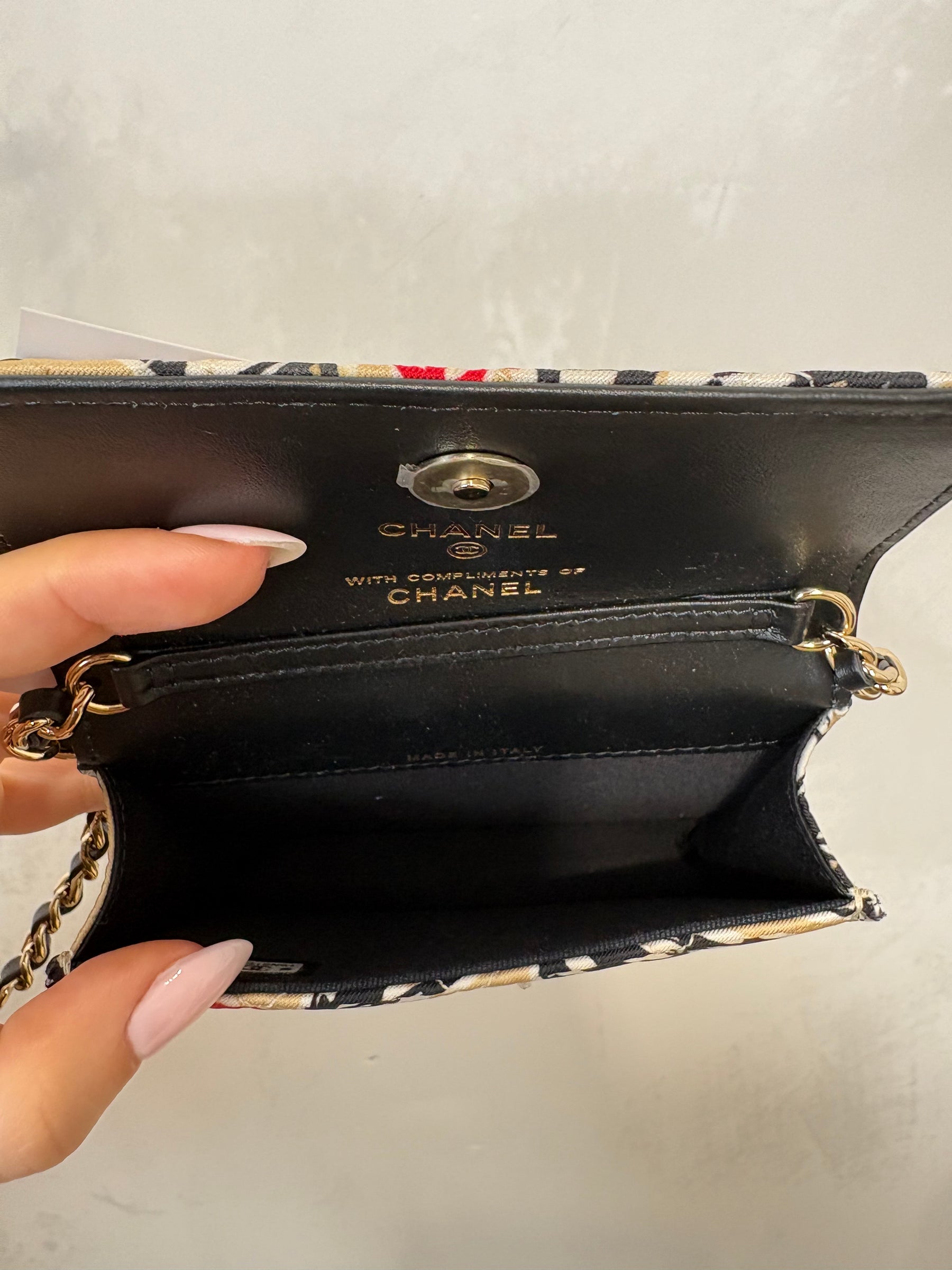 Chanel Beige and Black Flag Print Mini Bag