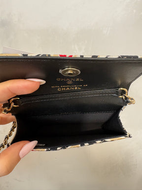 Chanel Beige and Black Flag Print Mini Bag