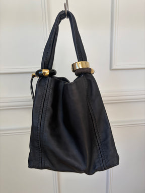 Jimmy Choo Black Leather Bangle Hobo Bag