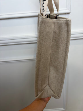 Chloé Canvas and Tan Leather Logo Woody Tote