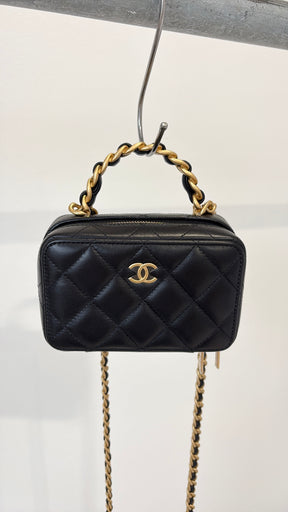 Chanel Black Lambskin Mini Top Handle Vanity Case