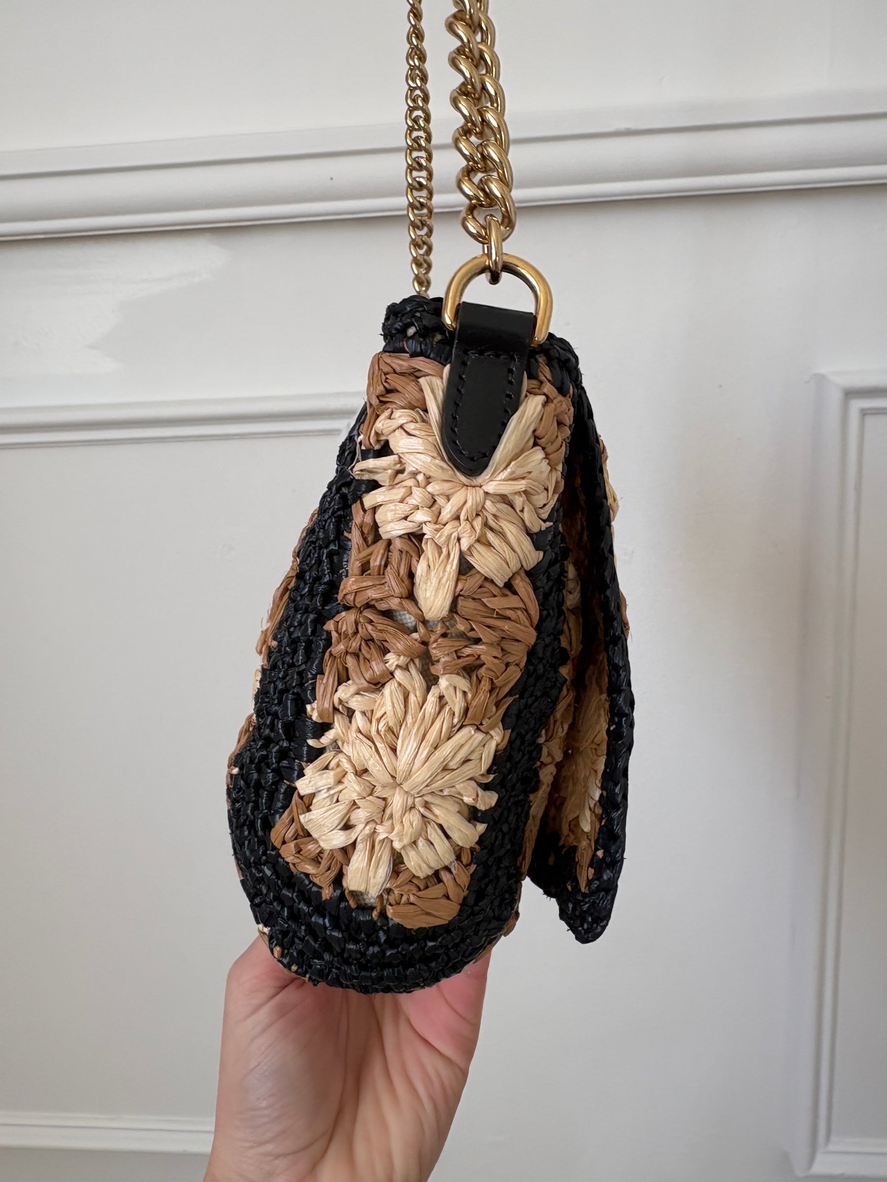 Gucci GG Marmont Raffia Shoulder Bag