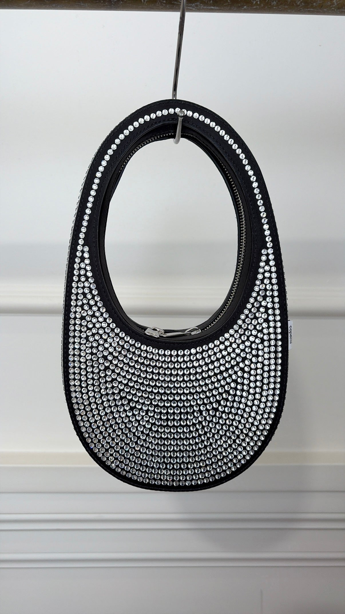 Coperni Black Satin and Crystal Mini Swipe Bag
