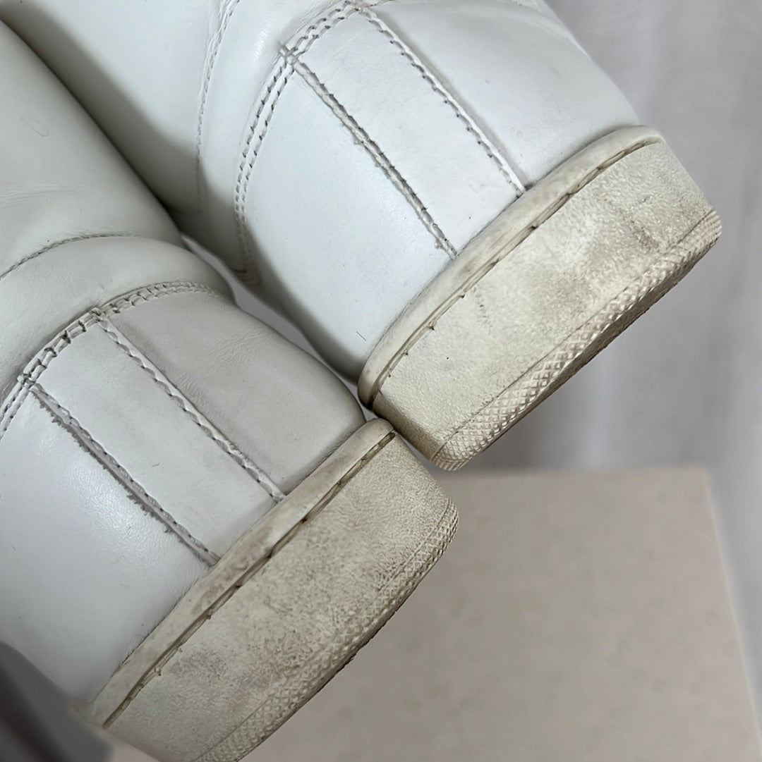 Saint Laurent White Leather High Top Sneaker, 37.5