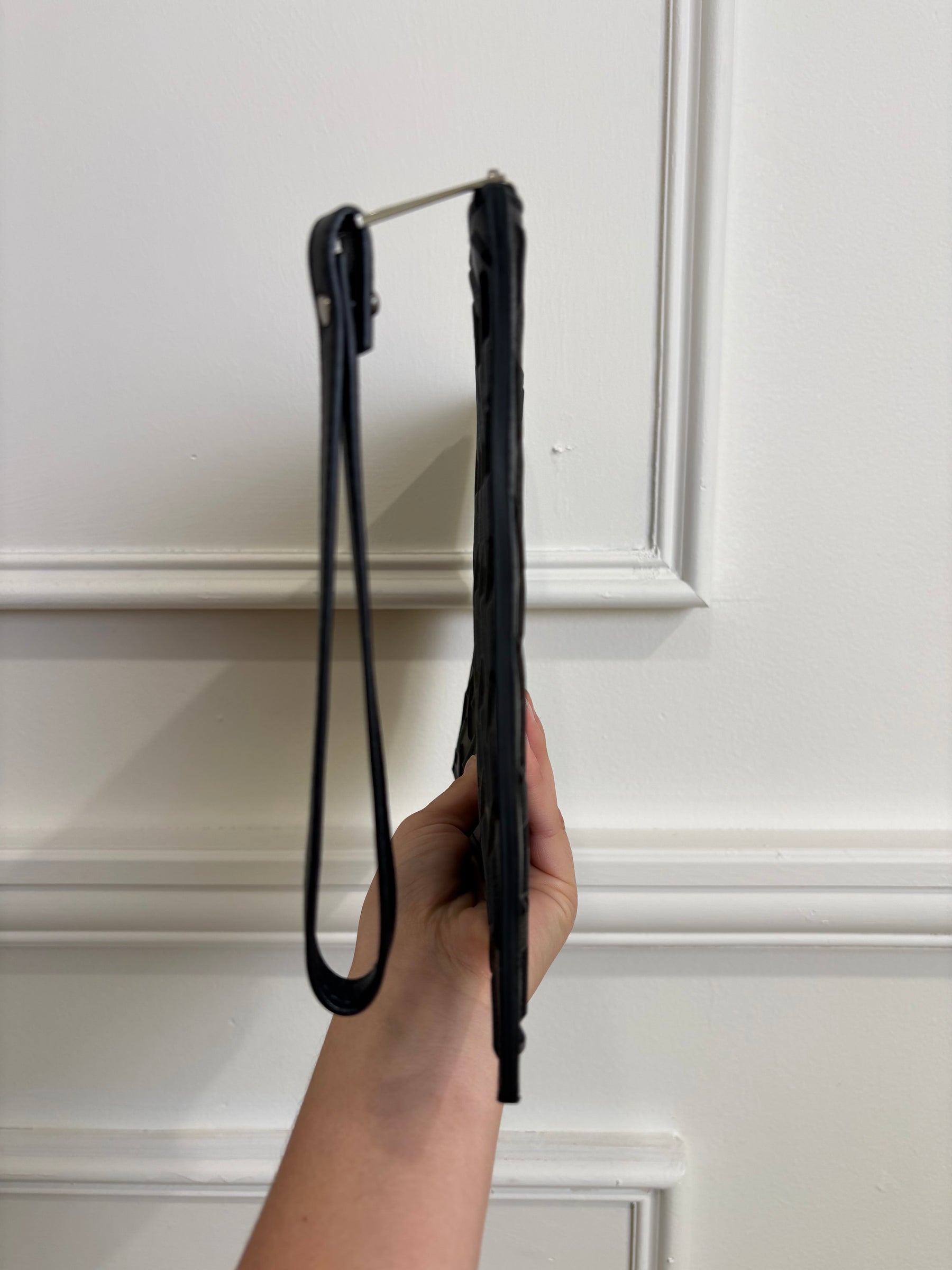 Bottega Veneta Black embossed Leather Wristlet Pouch