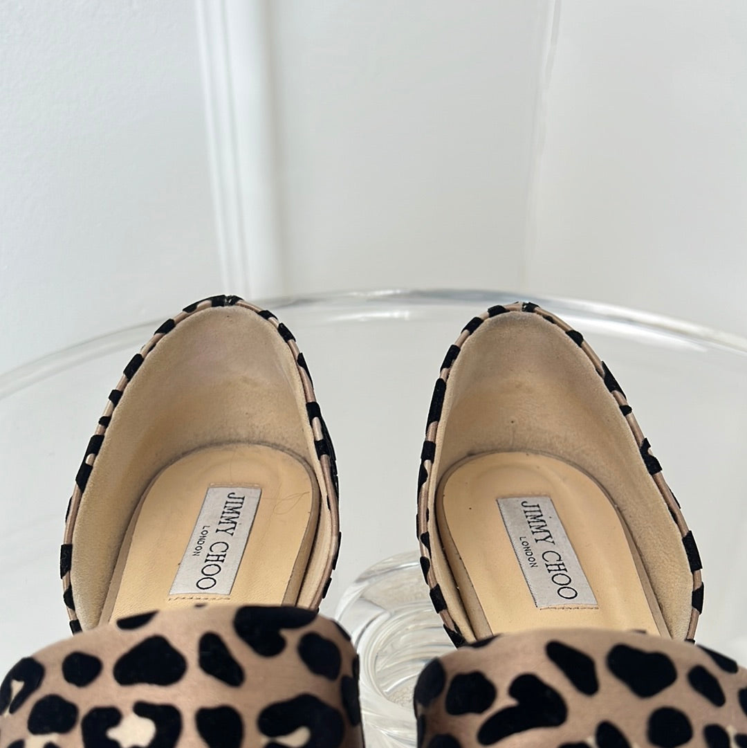 Jimmy Choo Leopard Print Open Flats, 40.5