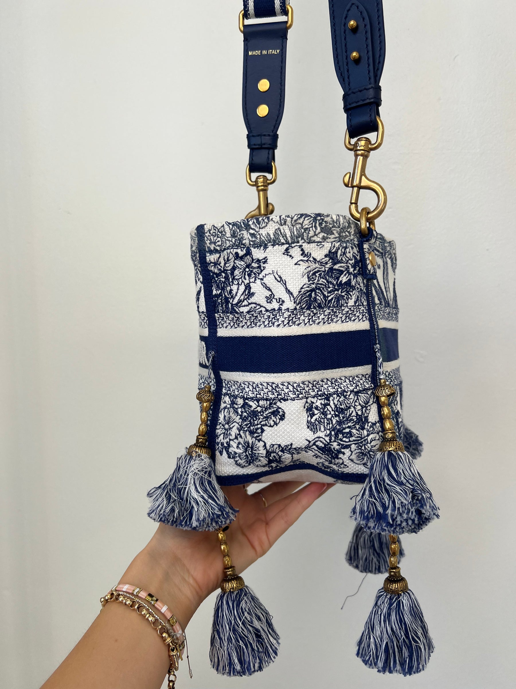Dior Blue and White Small Canvas 'Rêve d'Infini' D-Bubble Bucket Bag