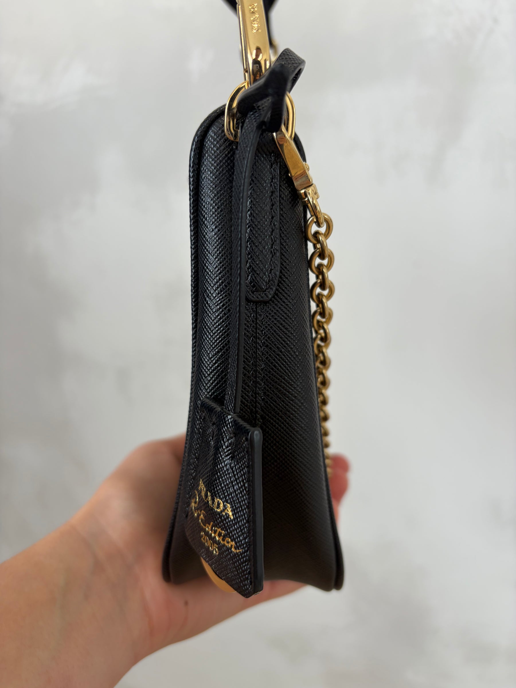 Prada Black Saffiano Leather Re-edition Crossbody Bag