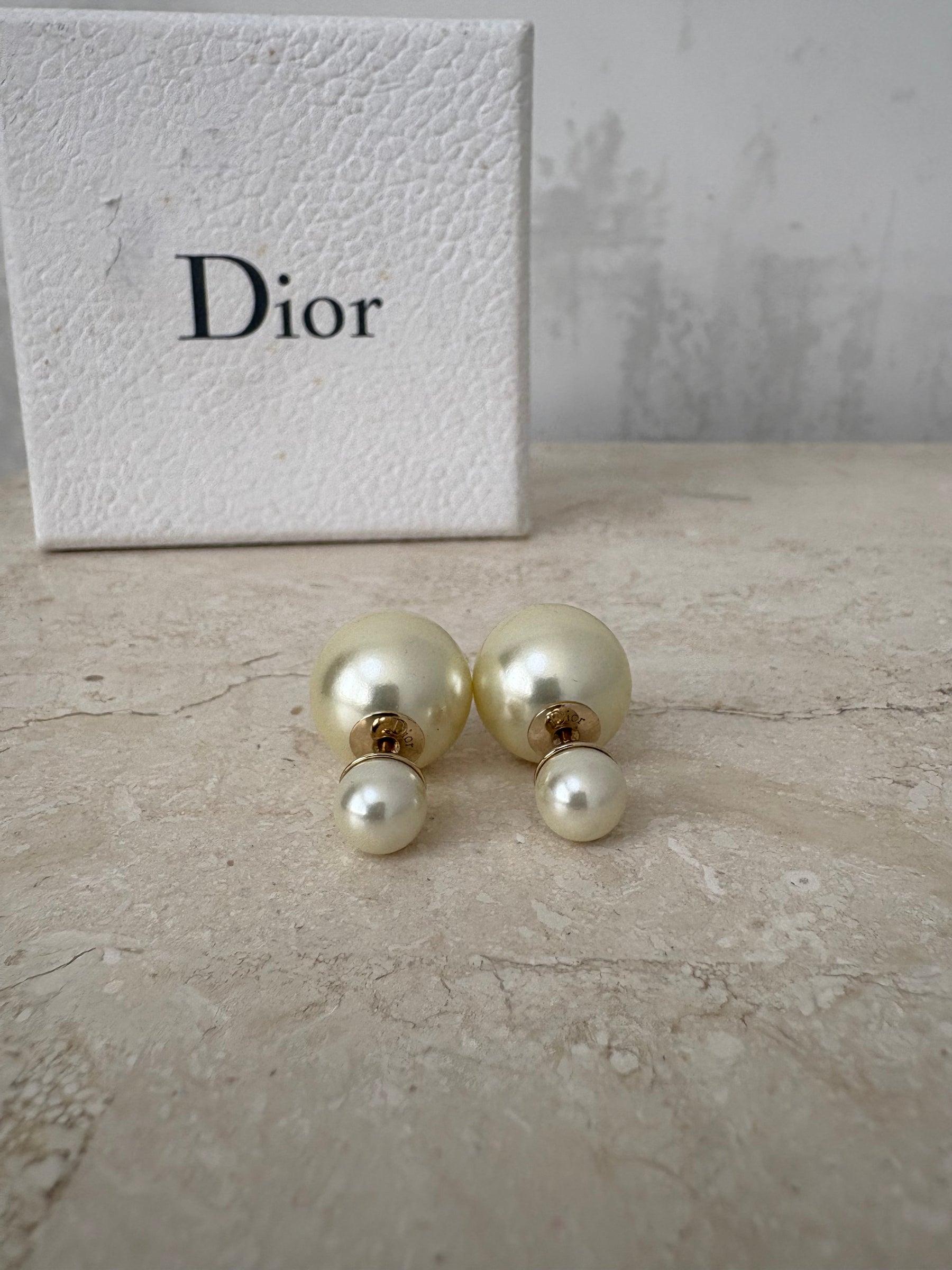 Dior Pearl and Gold Tone Tribal Earrings