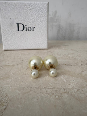 Dior Pearl and Gold Tone Tribal Earrings