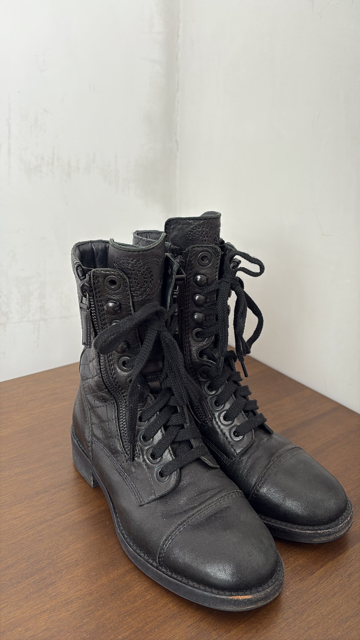 Chanel Black Quilted Leather Boots, 35