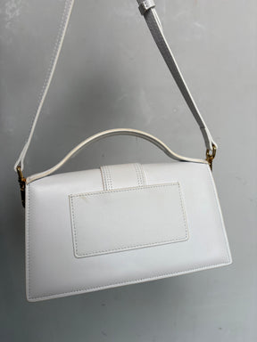 Jacquemus White Leather Bambino Top Handle Crossbody Bag