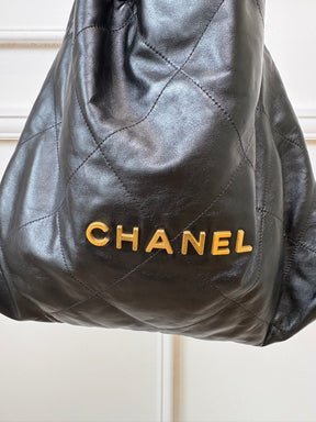 Chanel Black Leather Medium 22 Bag
